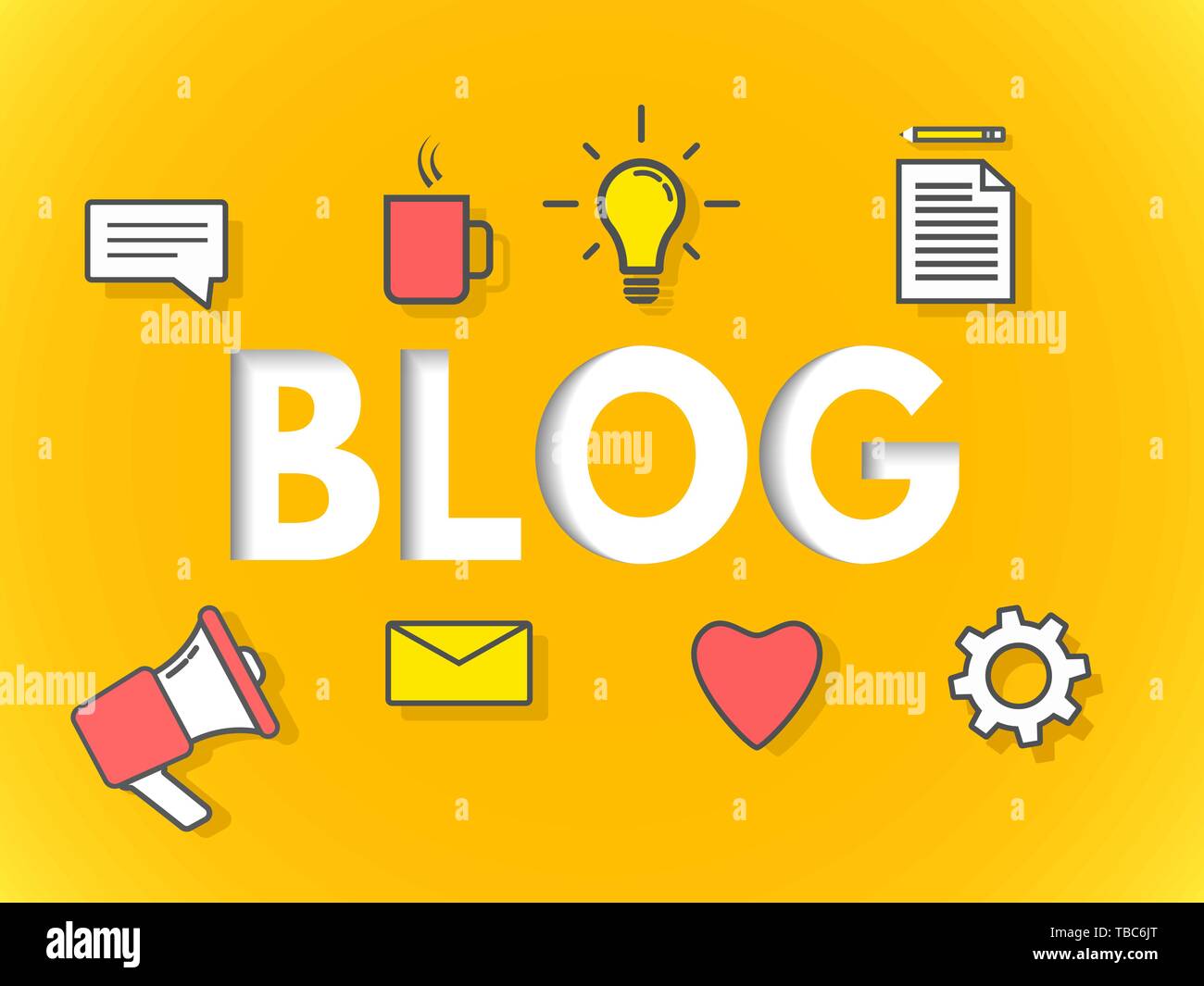 Blog concept on yellow background. Business blogging for website ...
