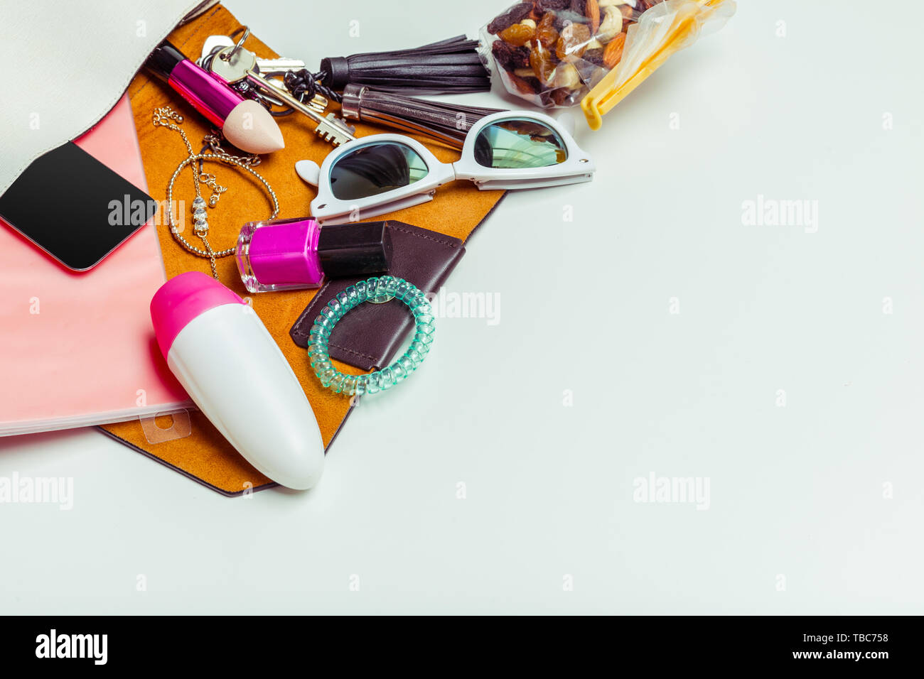 Woman's bag inside out Stock Photo Alamy