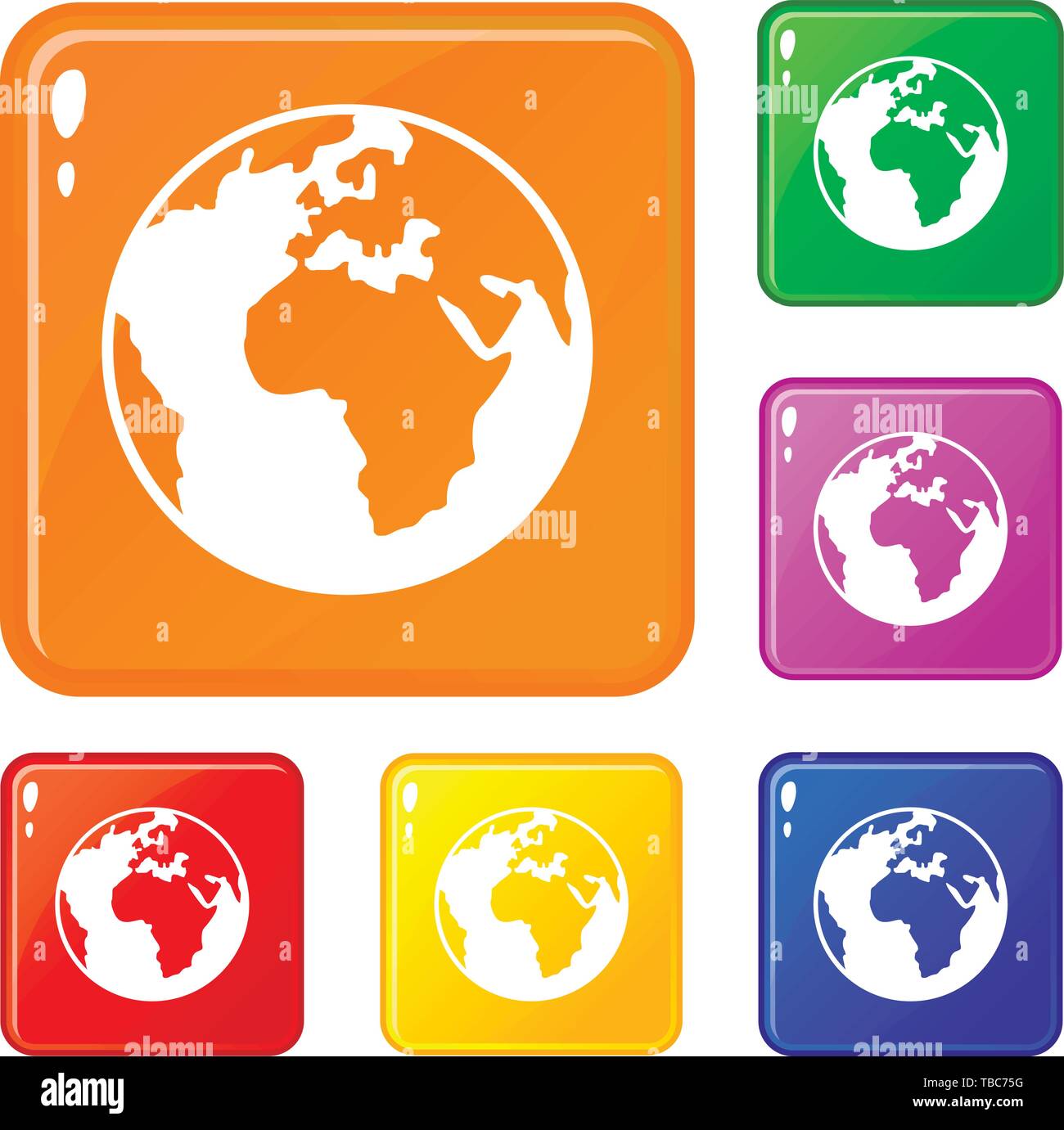 Earth globe icons set vector color Stock Vector Image & Art - Alamy