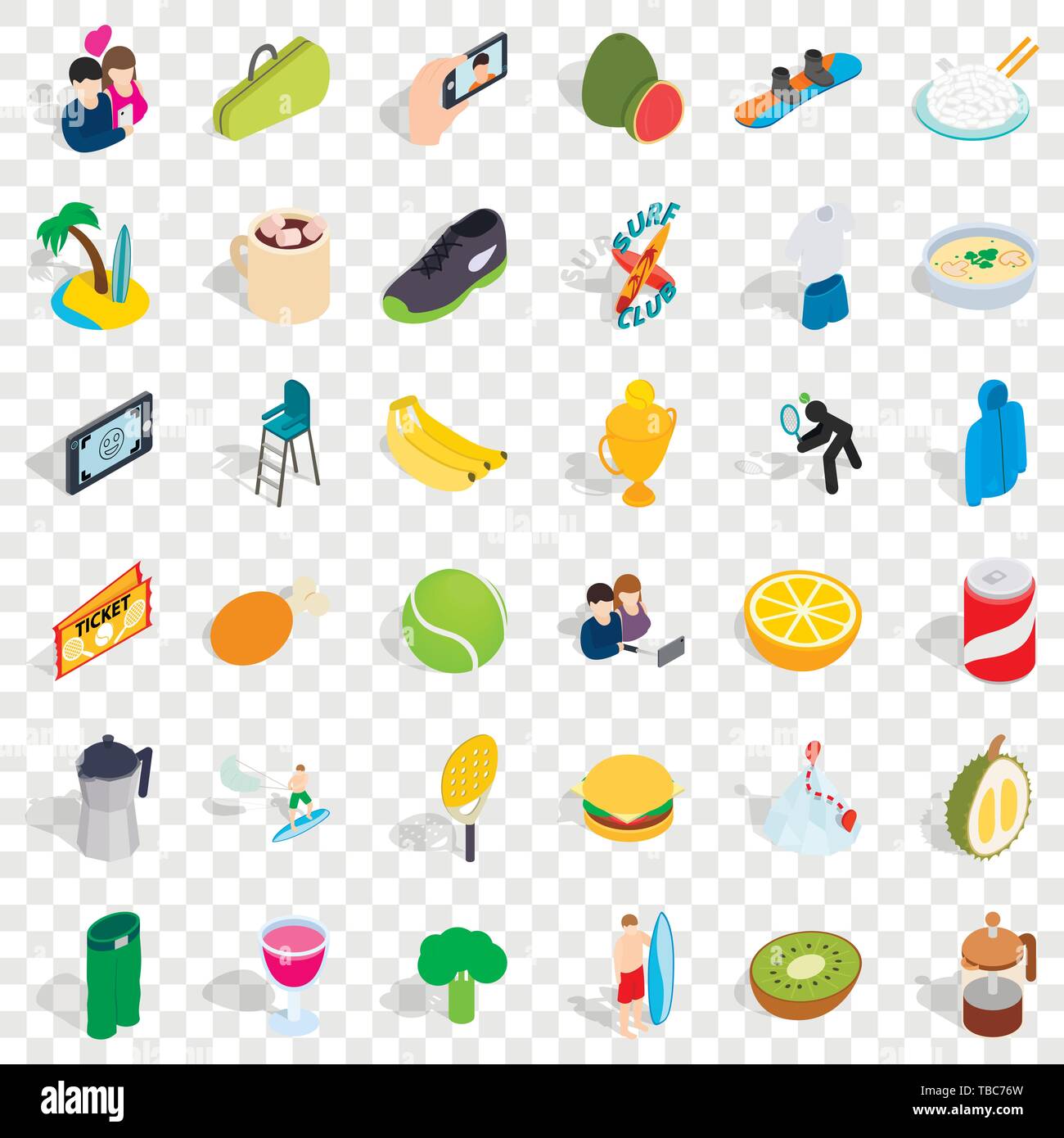 Sport icons set, isometric style Stock Vector