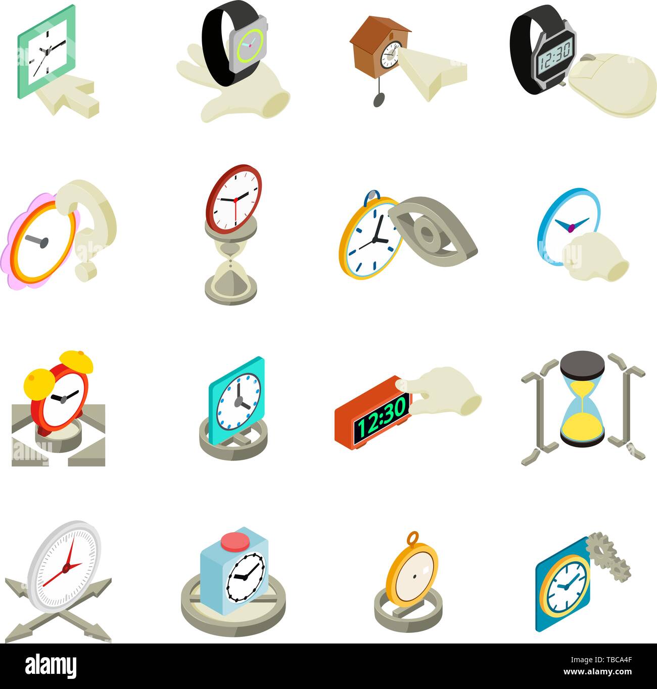 Period icons set, isometric style Stock Vector