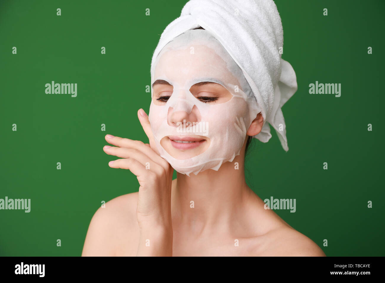 Woman sheet moisturizing mask hi-res stock photography and images - Alamy