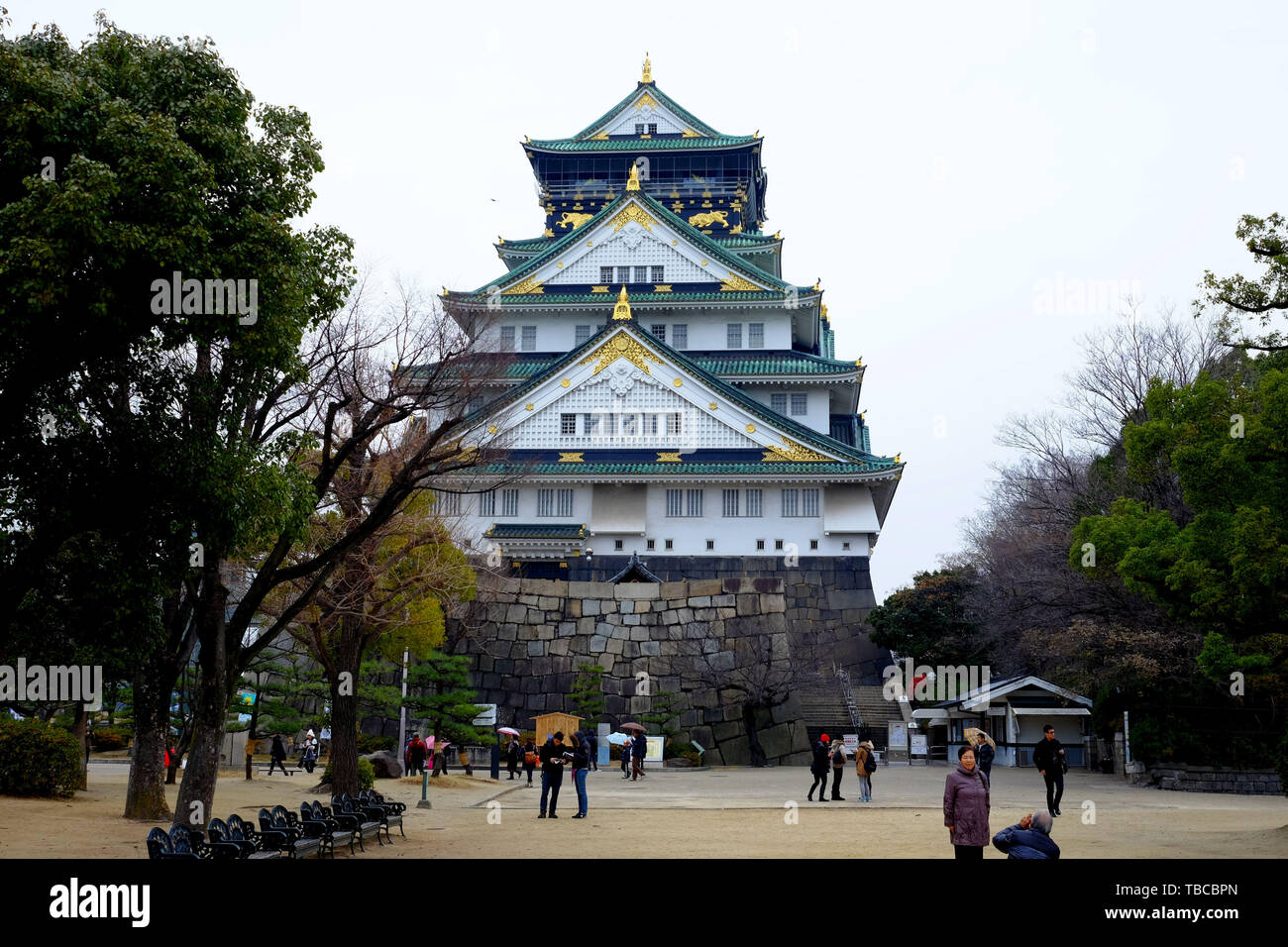 Osaka castle in Osaka city Stock Photo