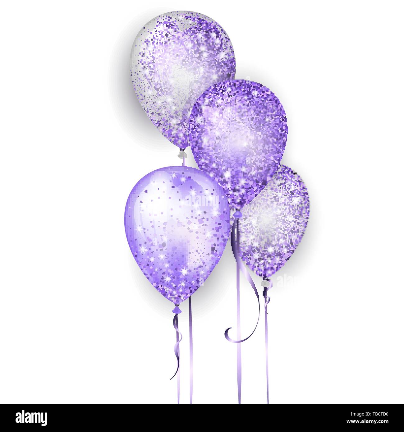 Flying Glossy White And Purple Shiny Realistic 3d Helium Balloons