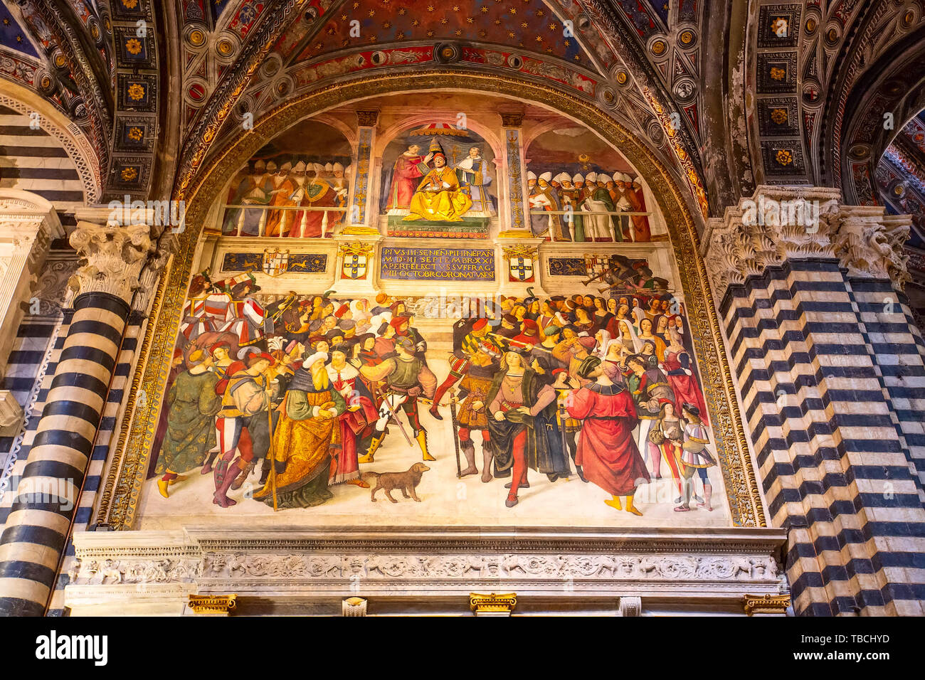 Siena Italy October 25 2018 Wall Paintings In Siena Cathedral Duomo 