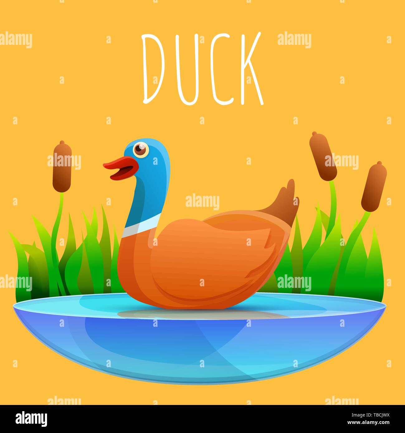 Duck concept background. Cartoon illustration of duck vector concept background for web design Stock Vector