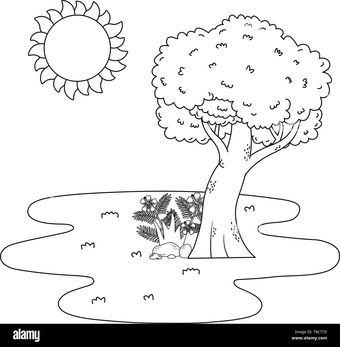 nature outdoor tree environment over grass floor cartoon vector  illustration graphic design Stock Vector Image & Art - Alamy