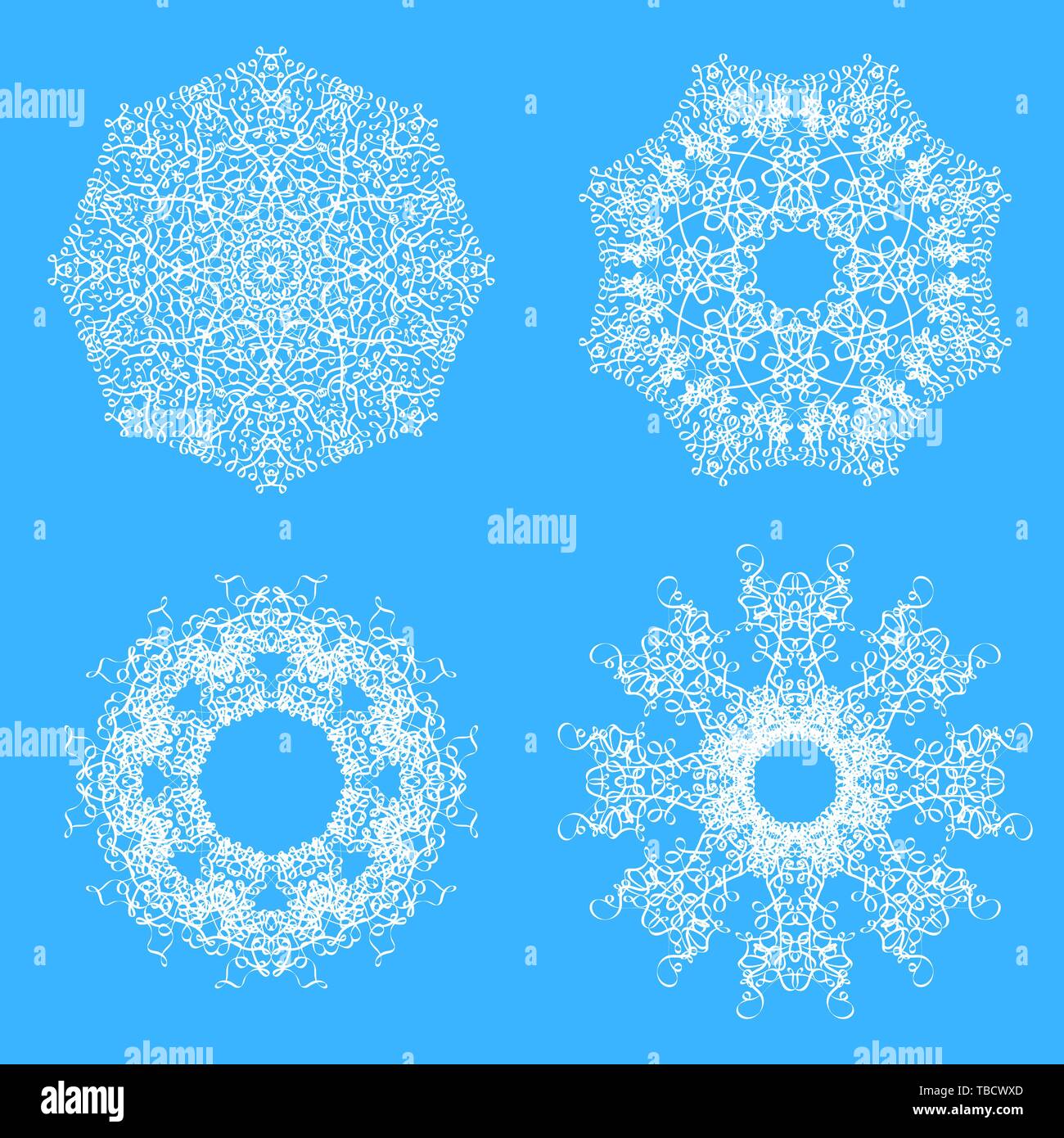 Set of Different Winter White Snowflakes Stock Vector