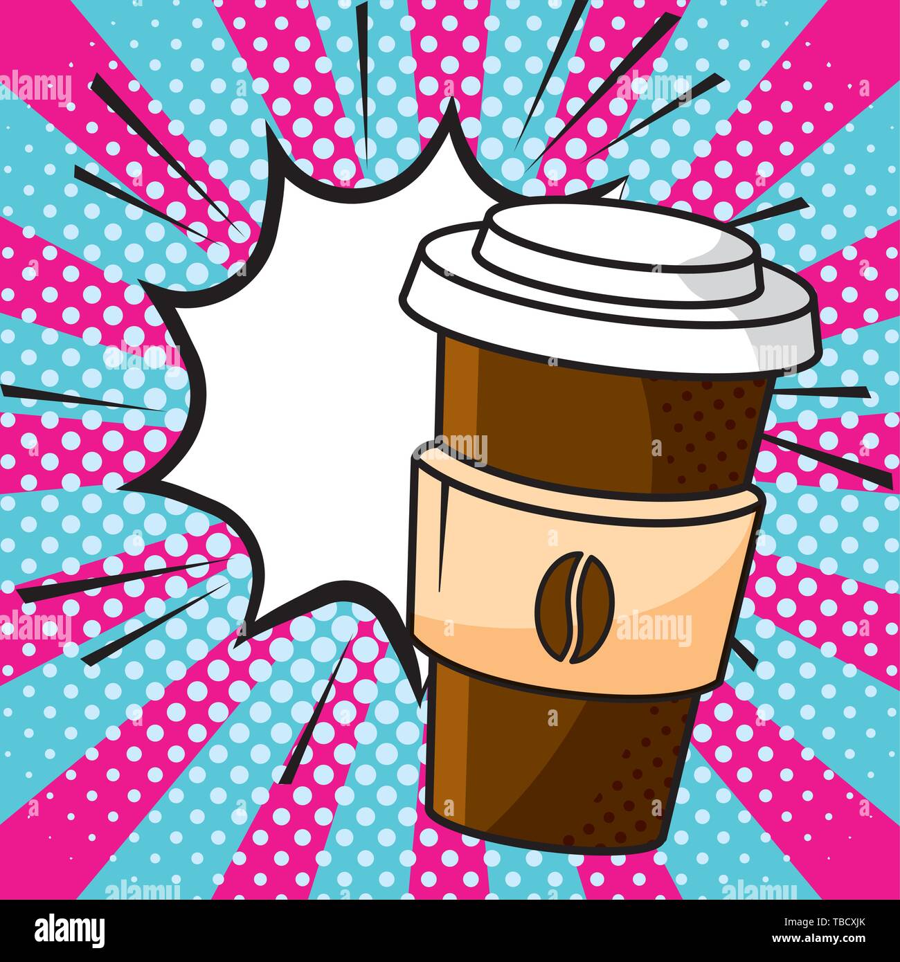 Coffee Paper Cup With Lid And Heat Protector Pop Art Background Vector Illustration Graphic Design Stock Vector Image Art Alamy