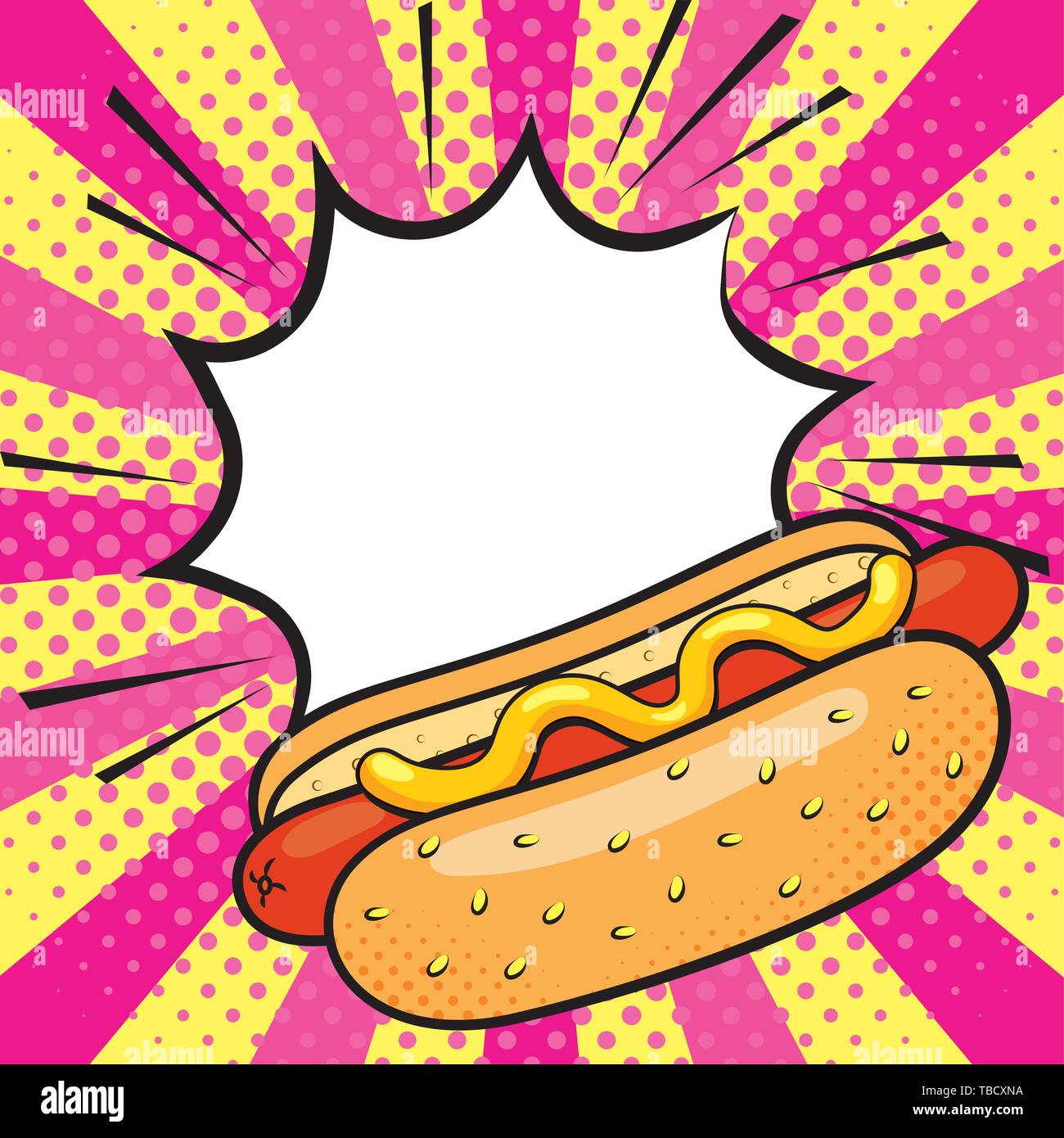 hot dog icon cartoon with sauce on it pop art background vector  illustration graphic design Stock Vector Image & Art - Alamy