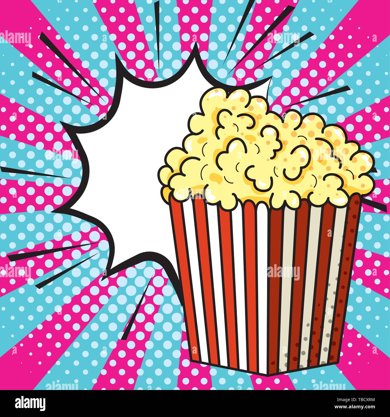 Pop Corn Icon Cartoon Pop Art Background Vector Illustration