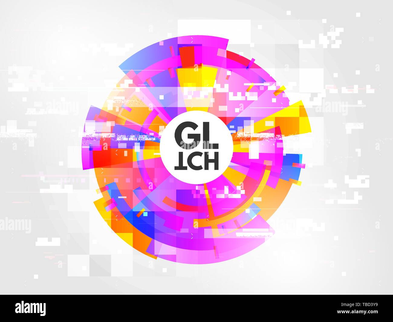 Illuminated Circle Glitch Effect Glitched Circle Stock Vector