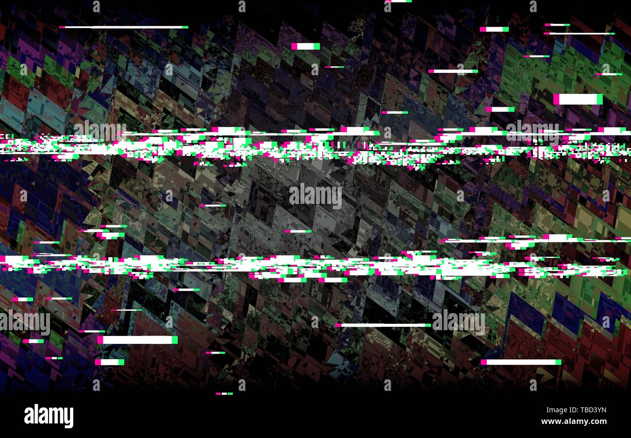 Glitch television. Retro VHS background. Digital pixel noise. abstract design. No signal Vector illustration. Stock Vector