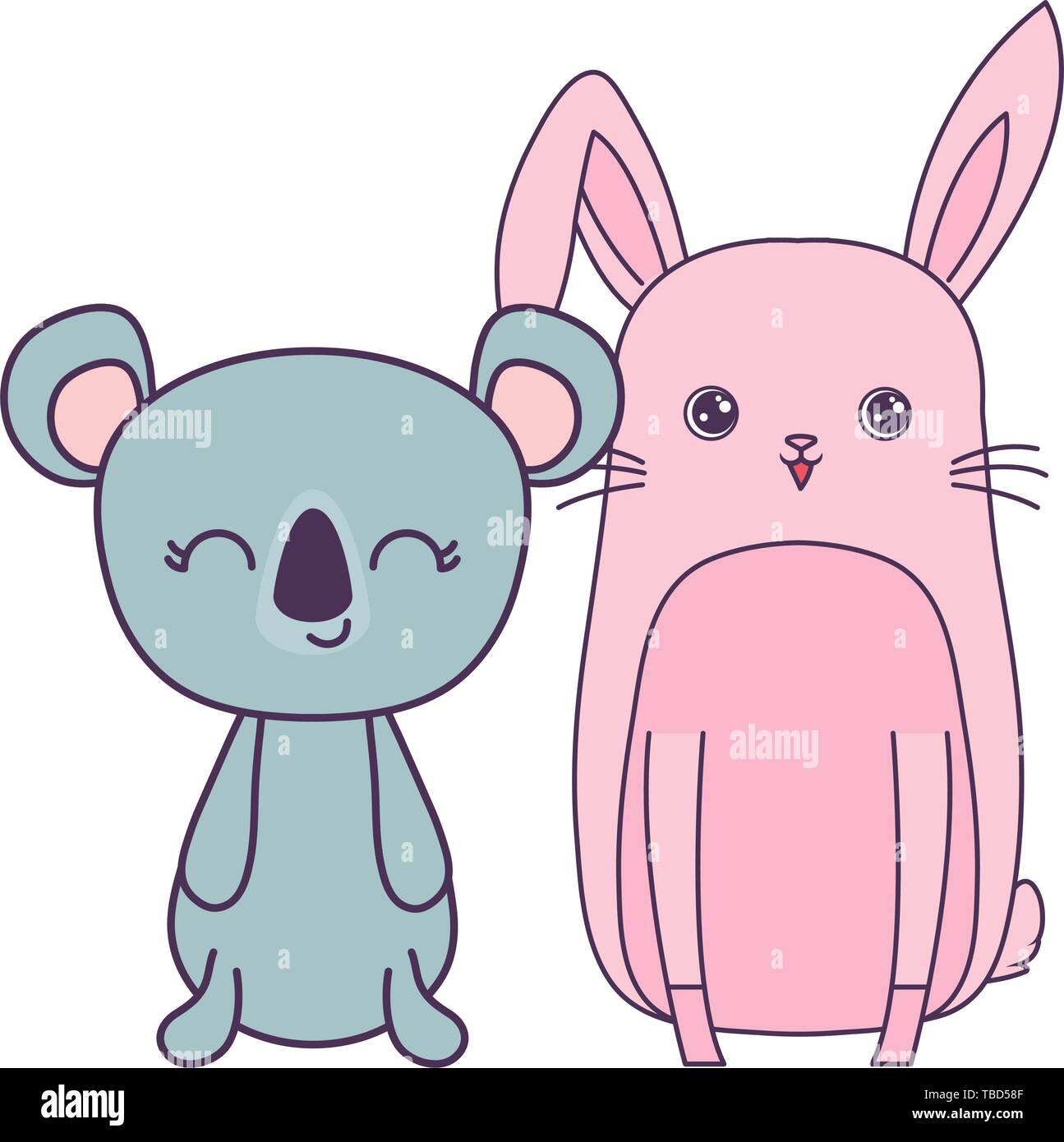 cute rabbit with koala animals character vector illustration design ...