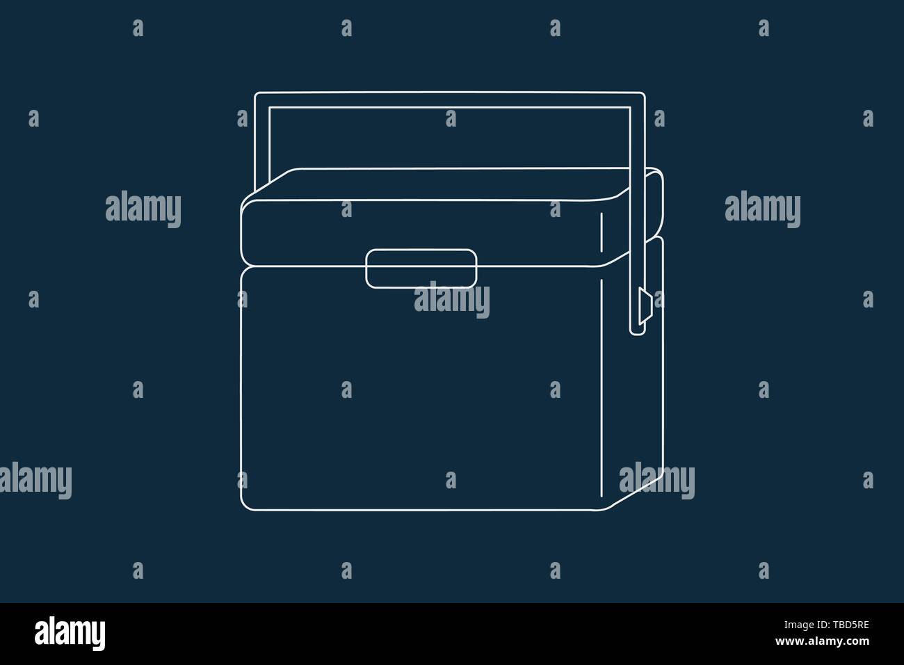 Line drawing vector of a cooler or ice box on blue Stock Vector Image