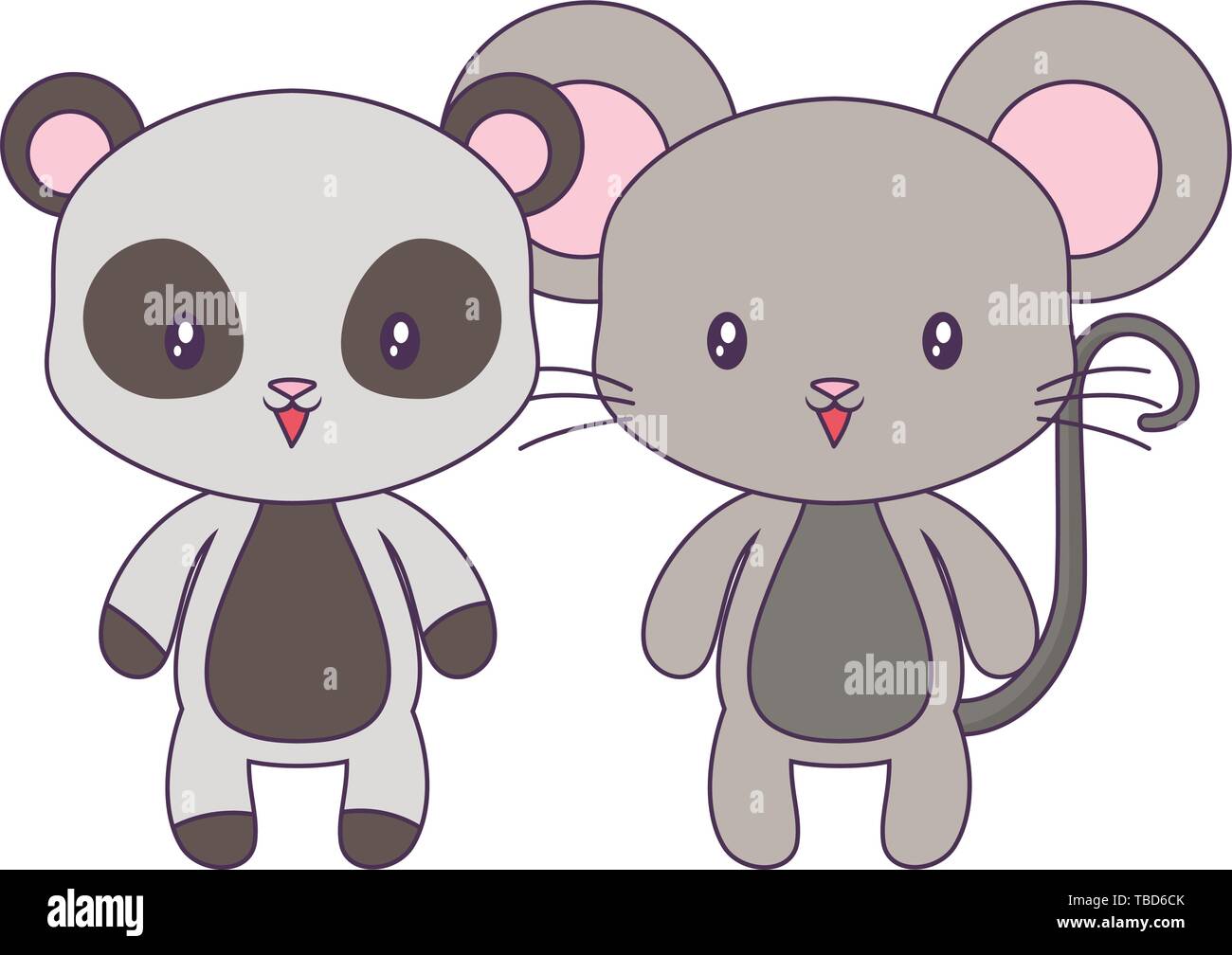 cute mouse with panda bear animals isolated icon vector illustration ...
