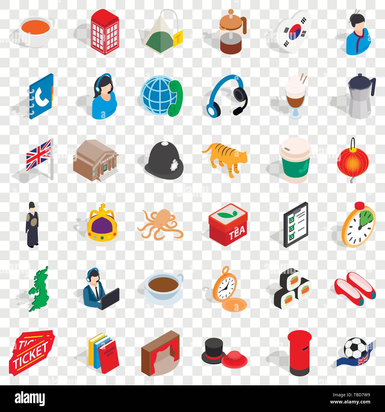 Lantern icons set, isometric style Stock Vector