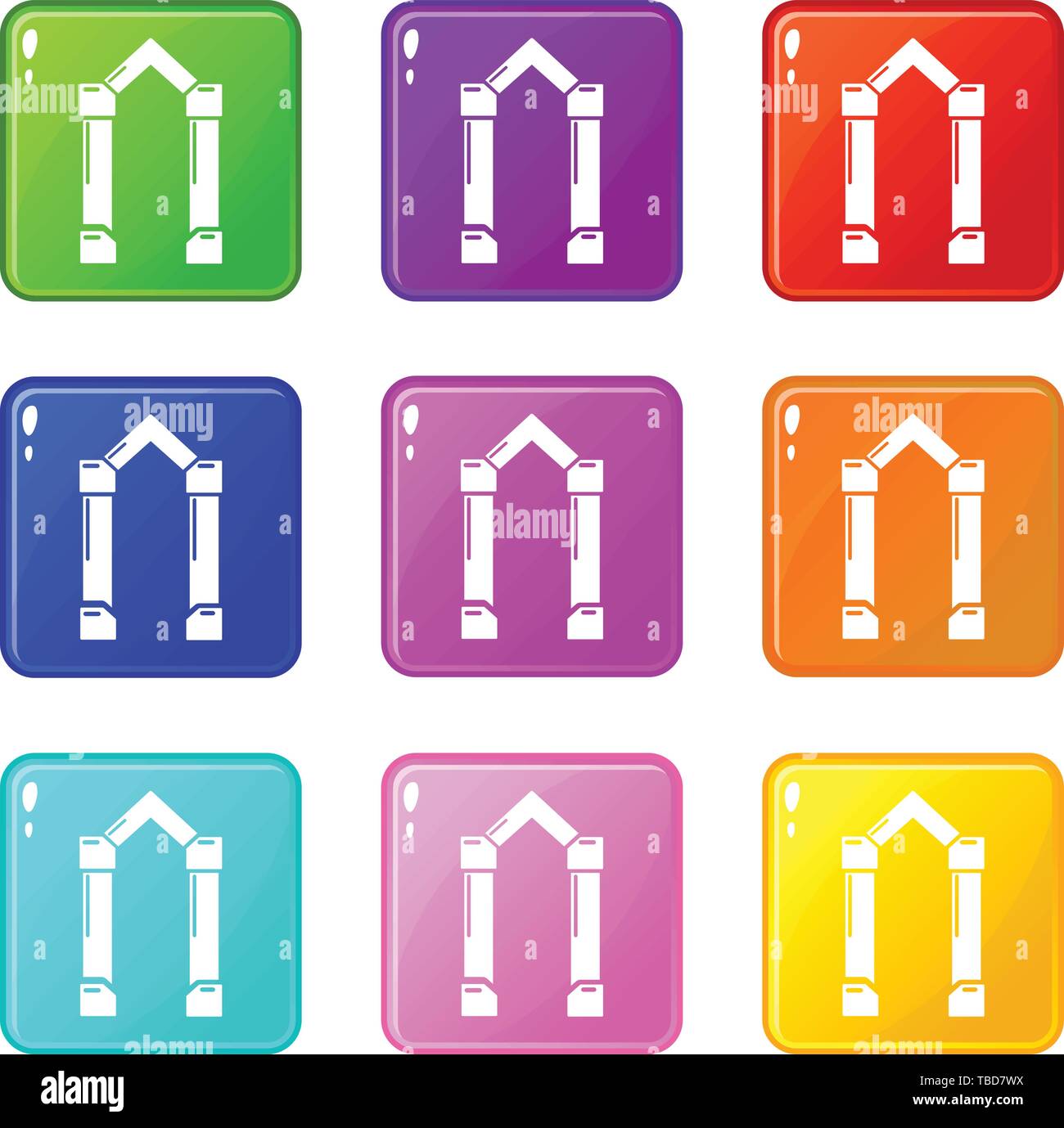 Archway element icons set 9 color collection Stock Vector