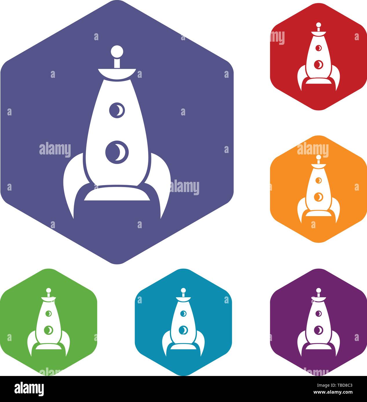 Rocket futuristic icons vector hexahedron Stock Vector