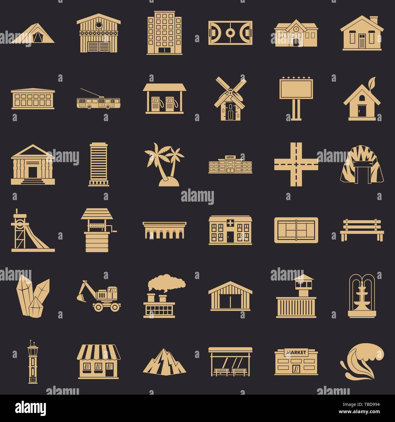 Landscape element icons set, simple style Stock Vector Image & Art - Alamy