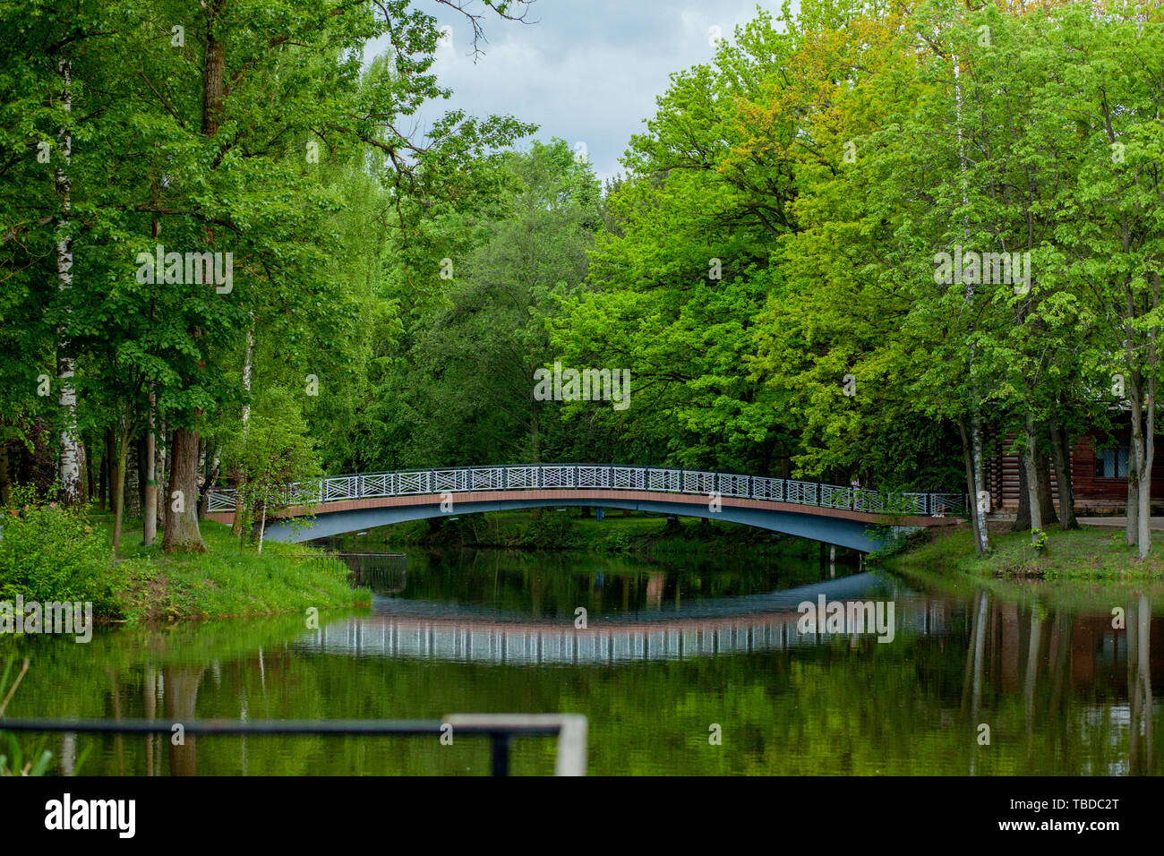 Bridge over cascade pond hi-res stock photography and images - Alamy