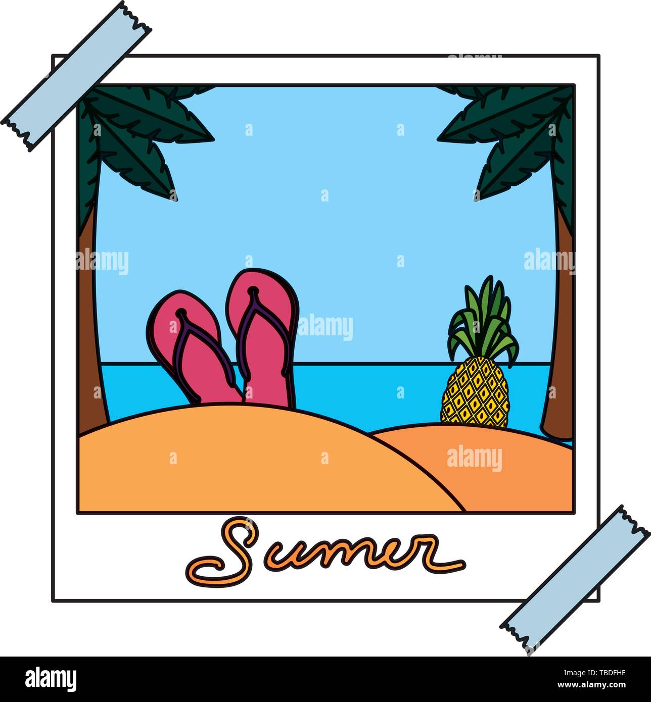 photo snapshot with summer beach seascape scene Stock Vector Image ...