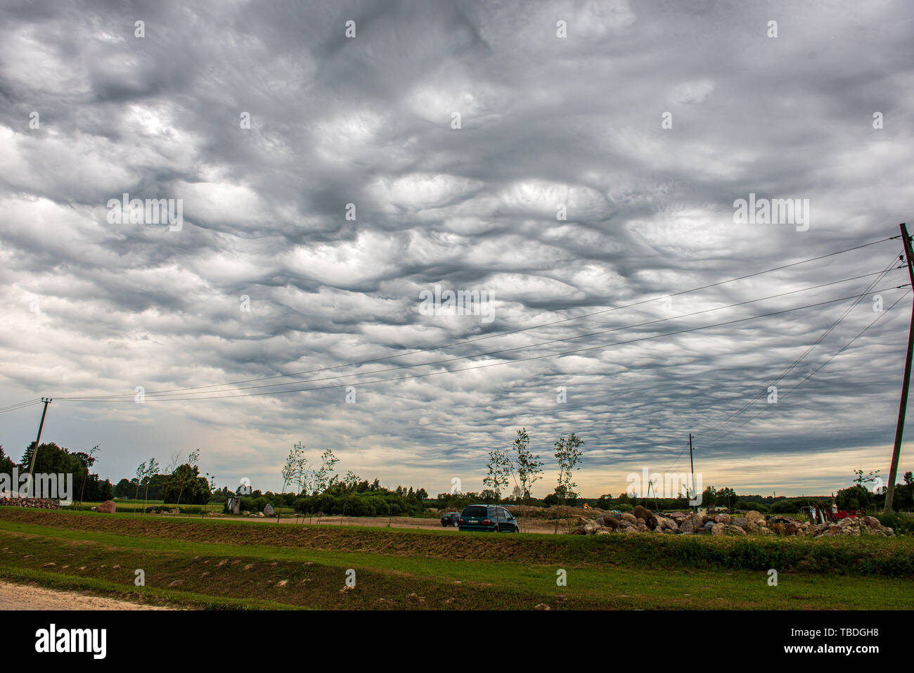 green meadow under blue sky in countryside in summer Stock Photo - Alamy