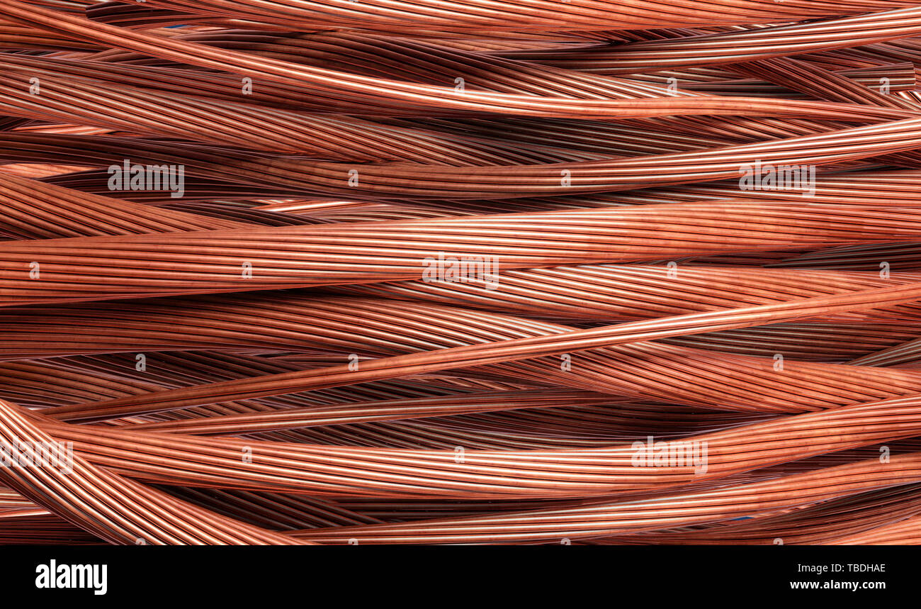 Stripped copper cables, illustration. Stock Photo