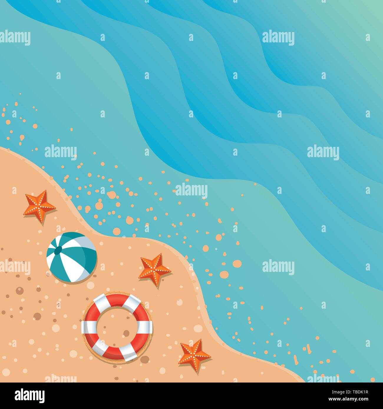 summer beach seascape with ocean and icons Stock Vector Image & Art - Alamy