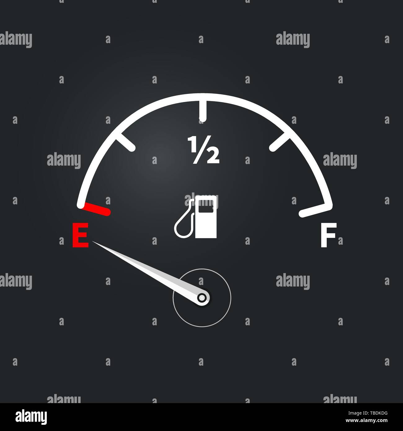 Modern fuel indicator with low fuel level on dark Stock Vector Image