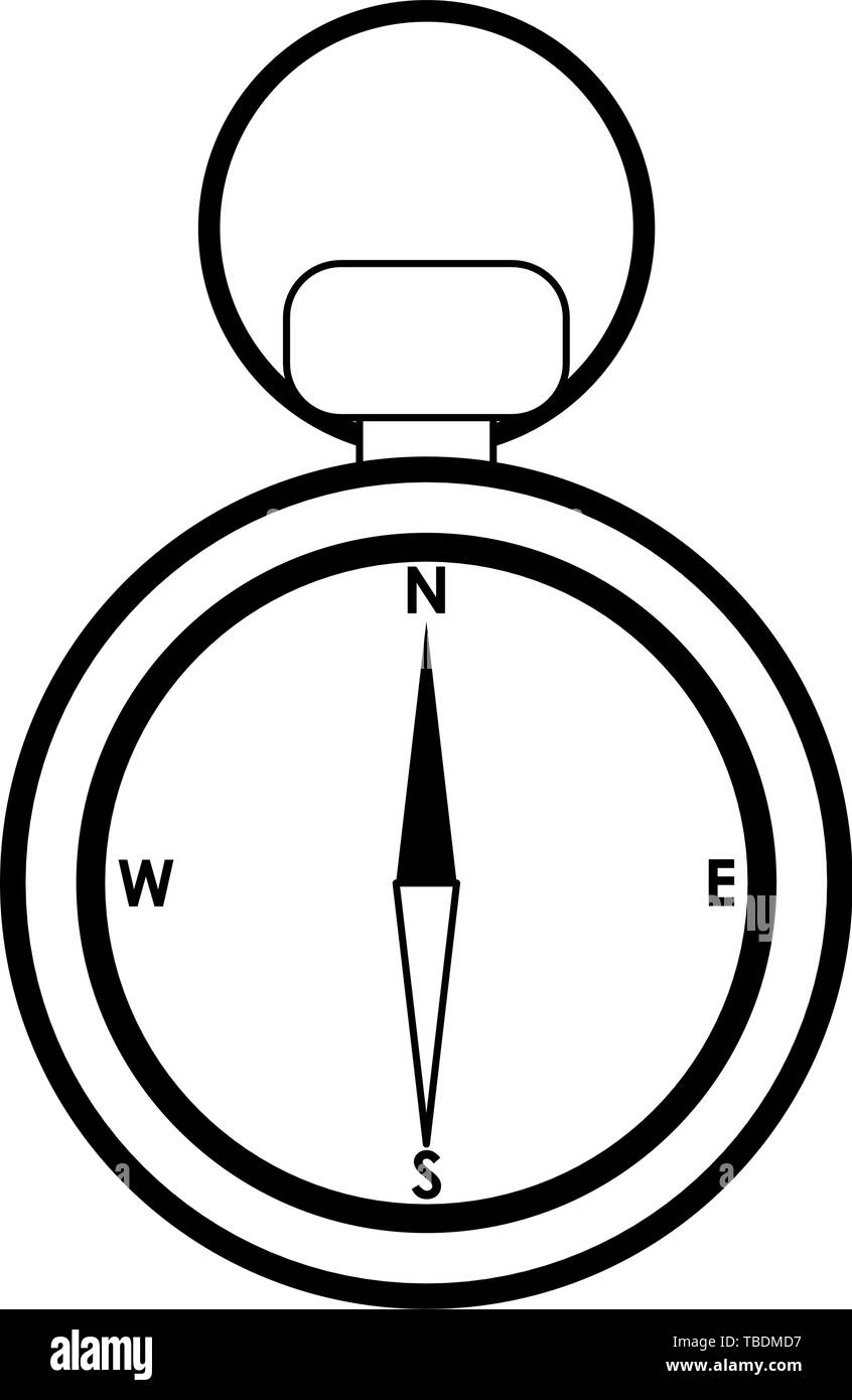 Vintage navigation compass isolated symbol in black and white Stock ...