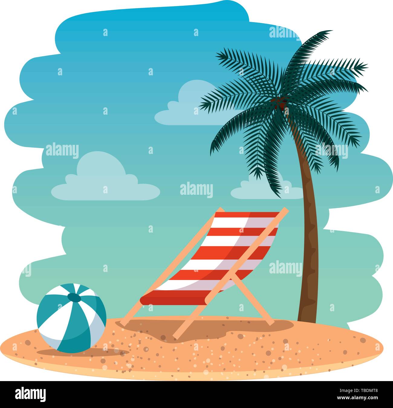 summer beach seascape with chair and balloon Stock Vector Image & Art ...