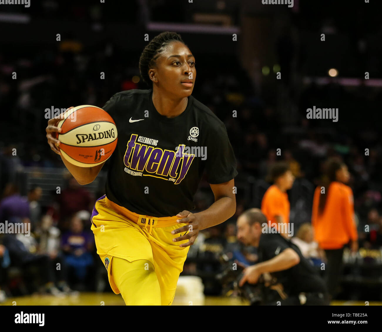 Los Angeles Sparks forward Nneka Ogwumike #30 during the Connecticut Sun vs Los Angeles Sparks game at Staples Center in Los Angeles, Ca on May 31, 2019. (Photo by Jevone Moore) Stock Photo