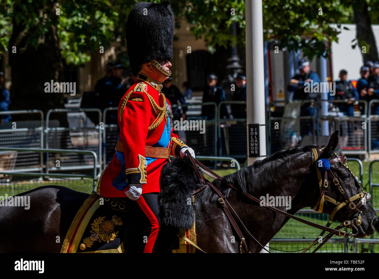 London, UK. 1st June 2019. His Royal Highness the Duke of York, Prince Andrew (pictured riding down the Mall) -  reviews the final rehearsal for the Trooping the Colour on Horseguards Parade and the Mall. Credit: Guy Bell/Alamy Live News Credit: Guy Bell/Alamy Live News Stock Photo