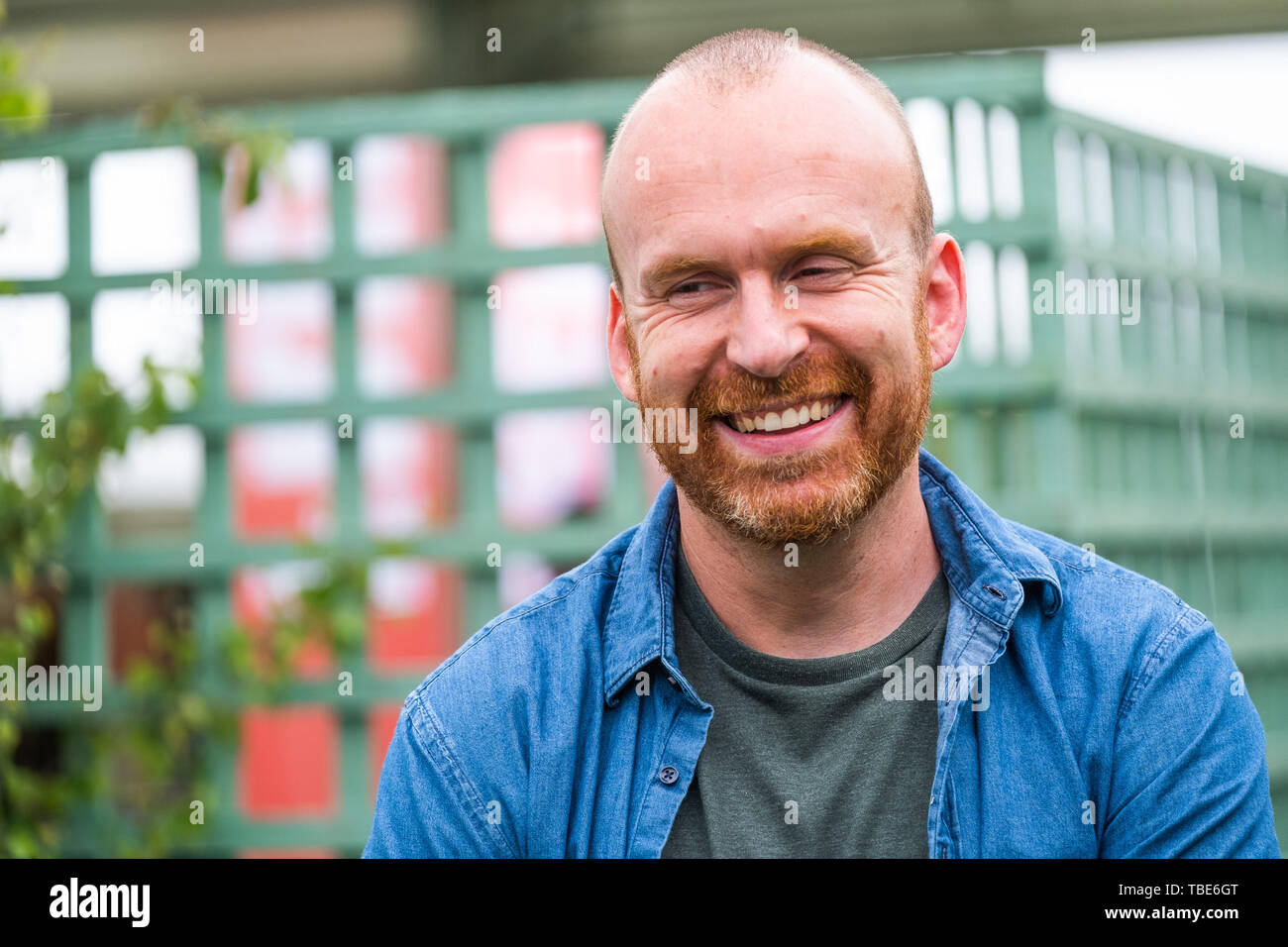 The Hay Festival, Hay on Wye, Wales UK , Saturday 01 June  2019.  Matt Haig , British novelist and journalist. Writer of  both fiction and non-fiction for children and adults, often in the speculative fiction genre. Appearing at the 2019 Hay Festival  The festival, now in its 32nd year, held annually in the small town of Hay on Wye on the Wales - England border,  attracts the finest writers, politicians and intellectuals from  across the globe for 10 days of talks and discussions, celebrating the best of the written word and critical debate  Photo © Keith Morris / Alamy Live News Stock Photo