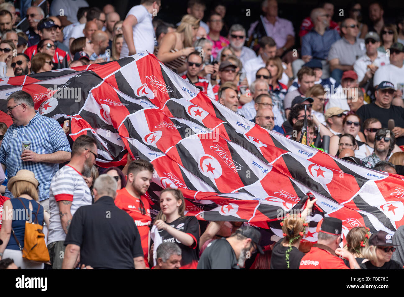 Saracens rugby fans hi-res stock photography and images