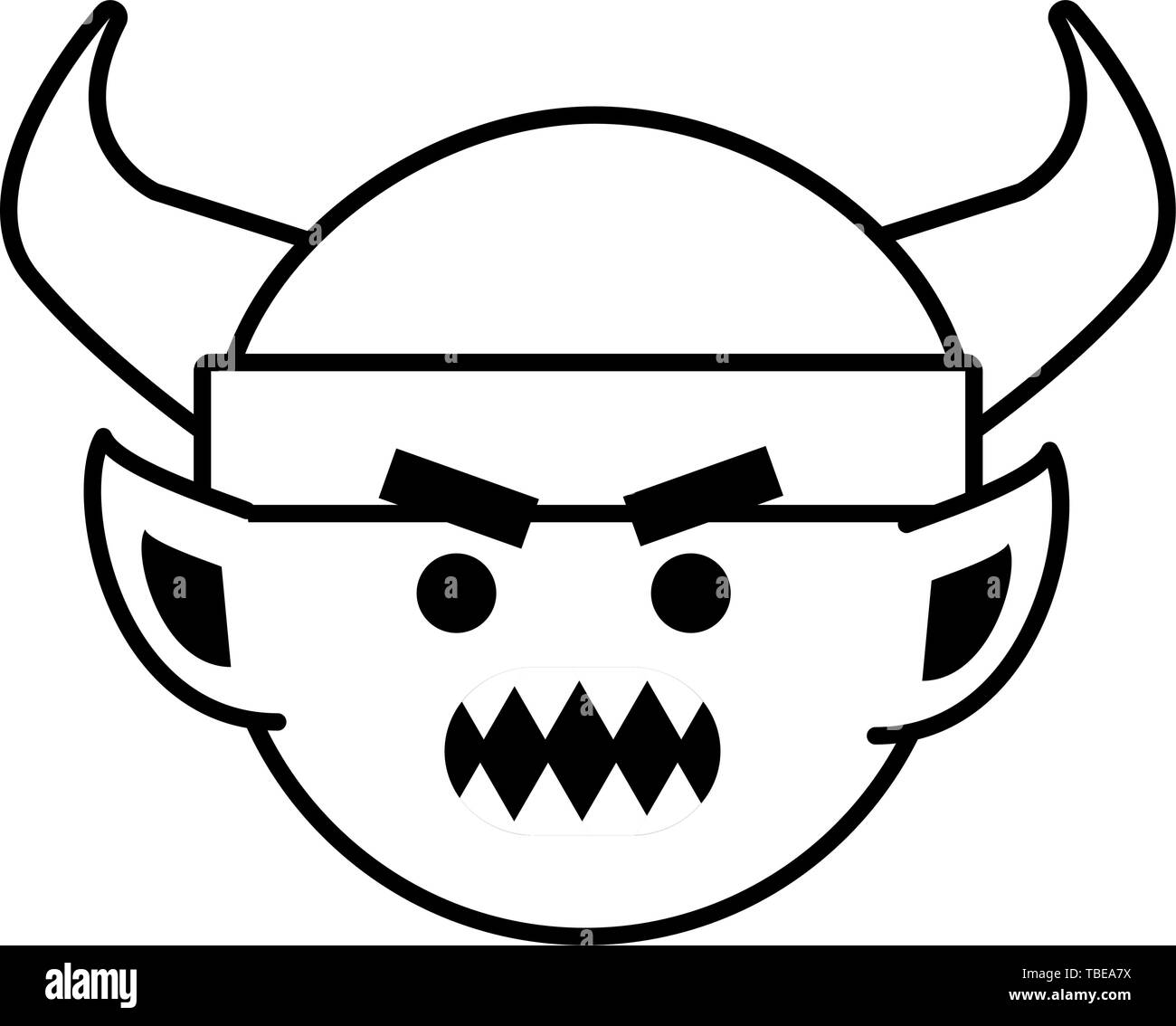 Troll with viking helmet design, Cartoon character monster goblin and fantasy theme Vector illustration Stock Vector
