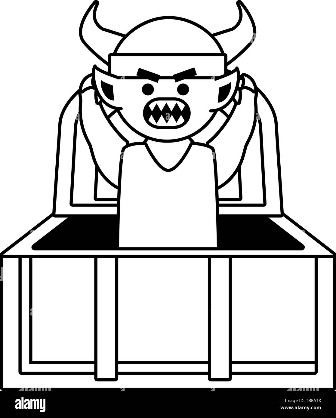 Troll with viking helmet design, Cartoon character monster goblin and ...