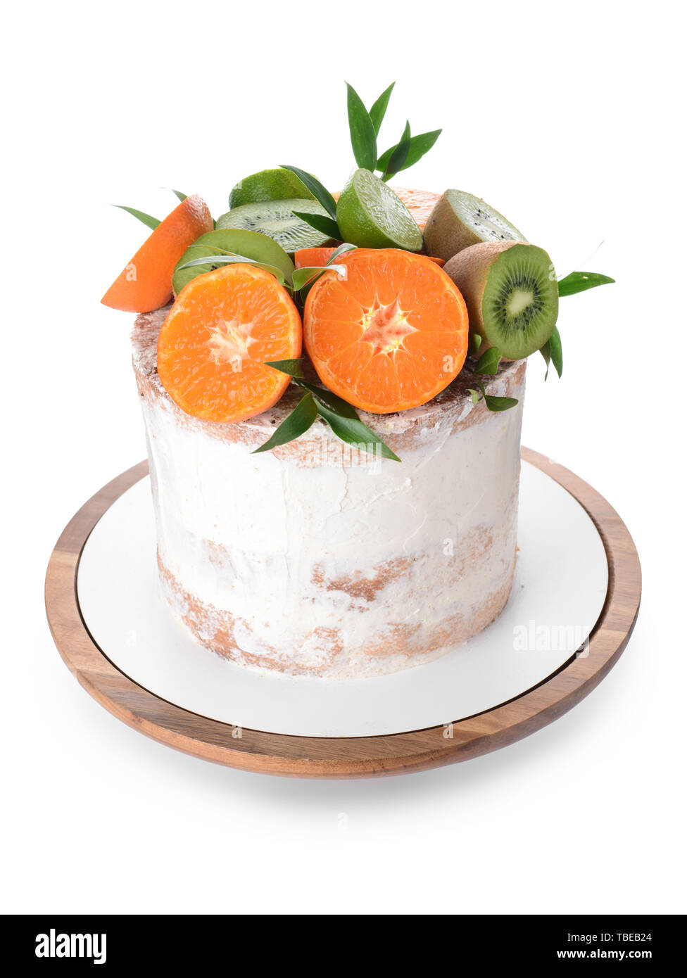 Sweet tasty cake on white background Stock Photo - Alamy