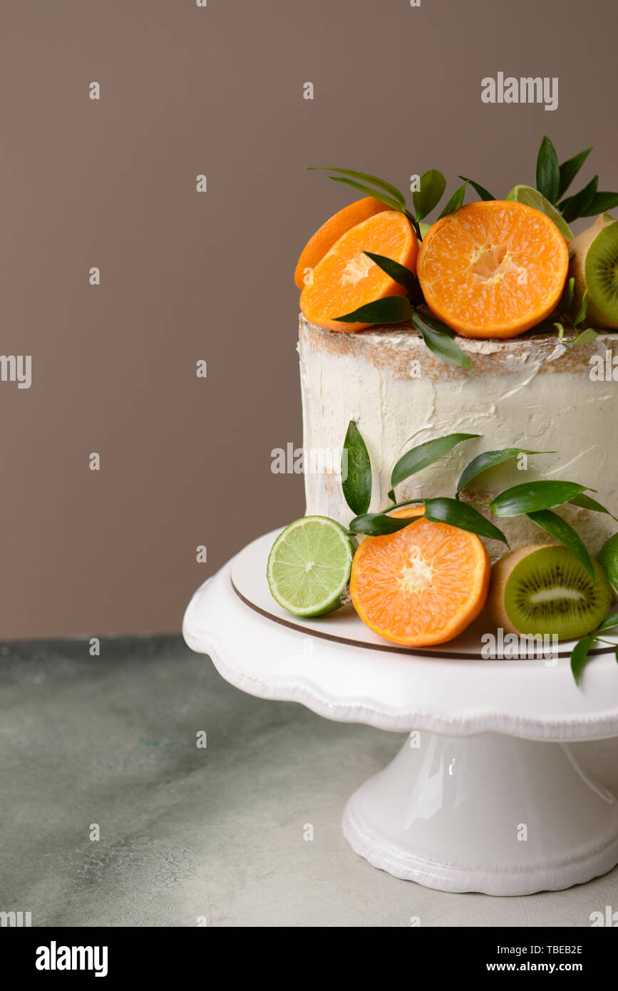 Sweet tasty cake on table Stock Photo - Alamy