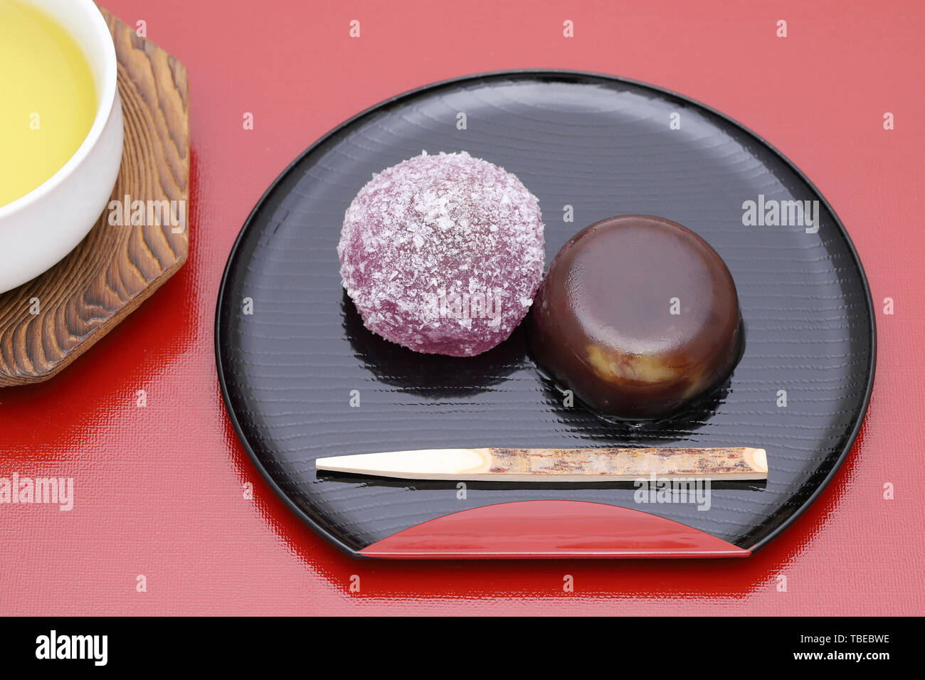 Japanese traditional confectionery, red bean jelly Yokan Stock Photo