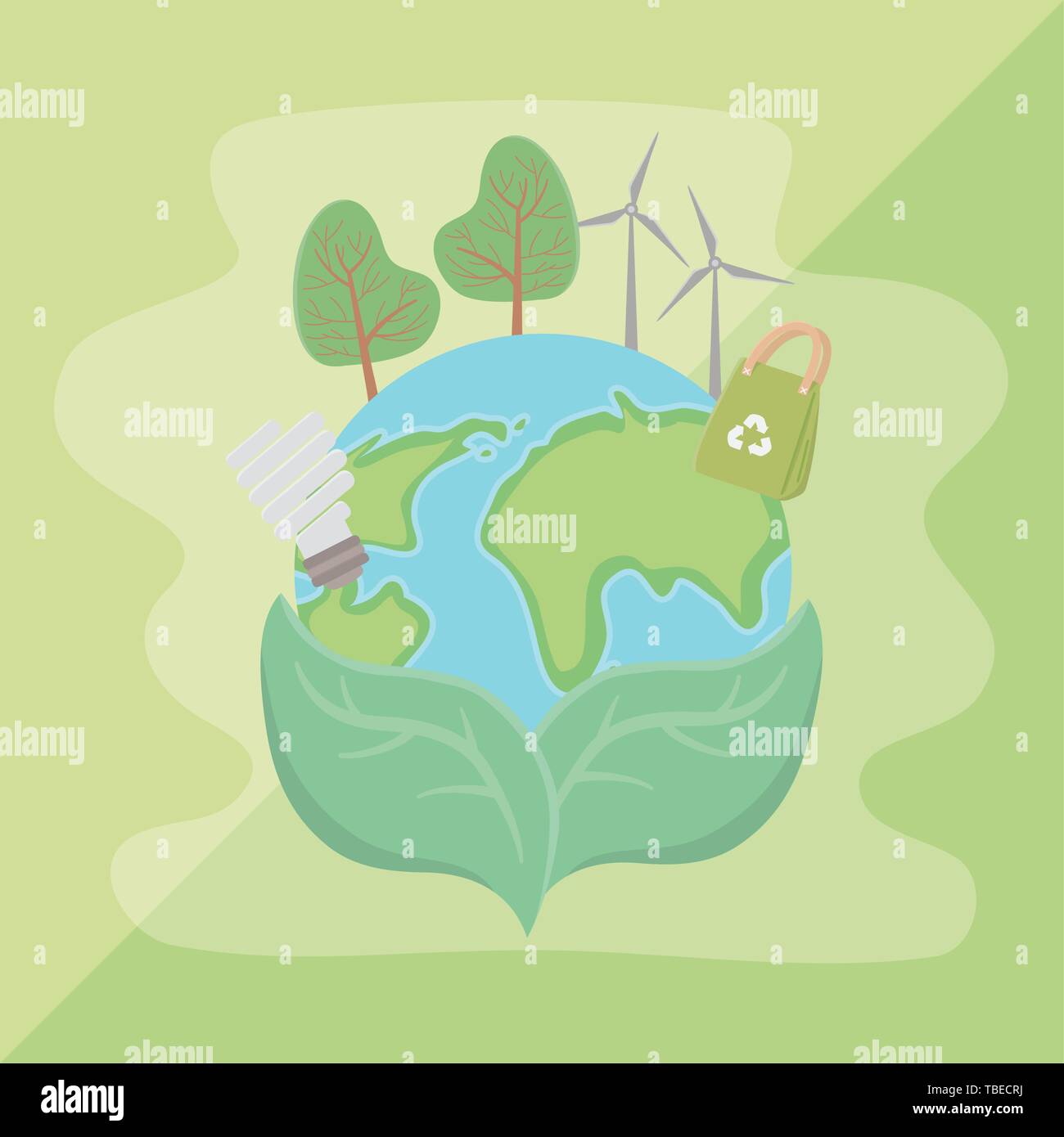 leaves holding planet design, Save energy ecology power eco and ...