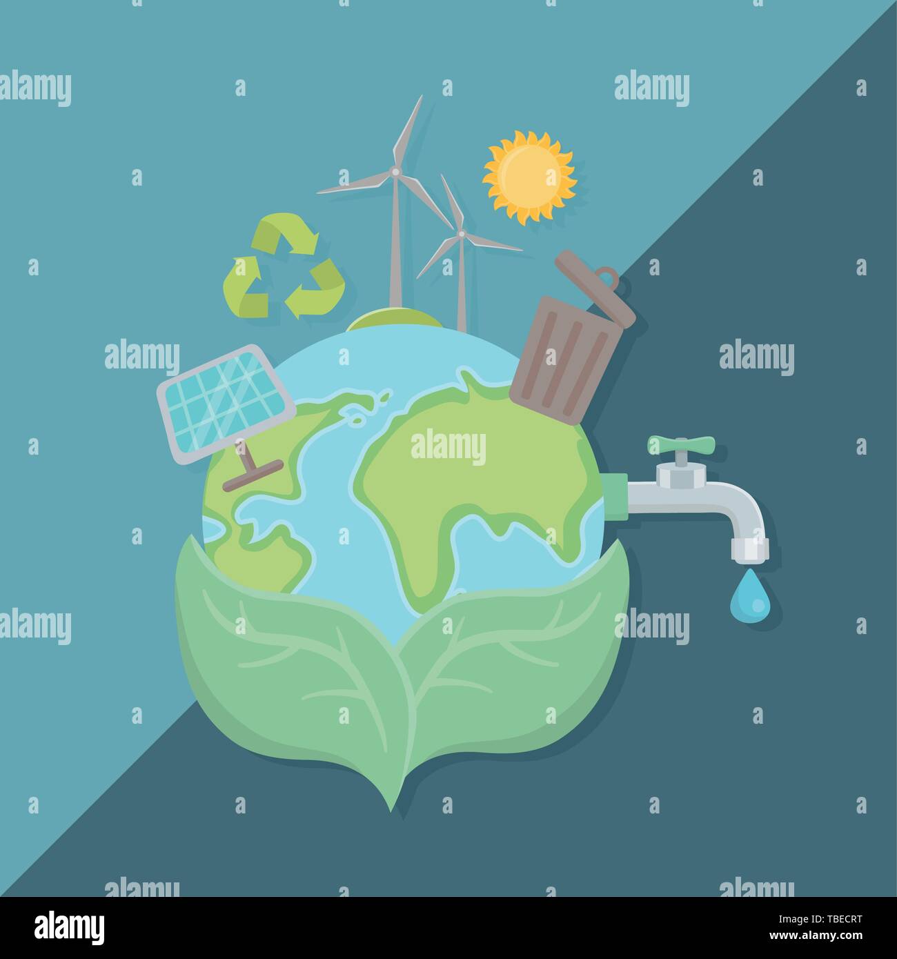 leaves holding planet design, Save energy ecology power eco and ...