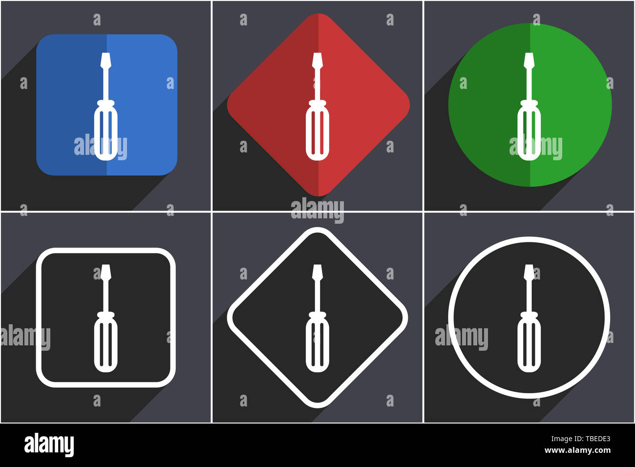 Tool set of flat design web icons in 6 options Stock Photo - Alamy
