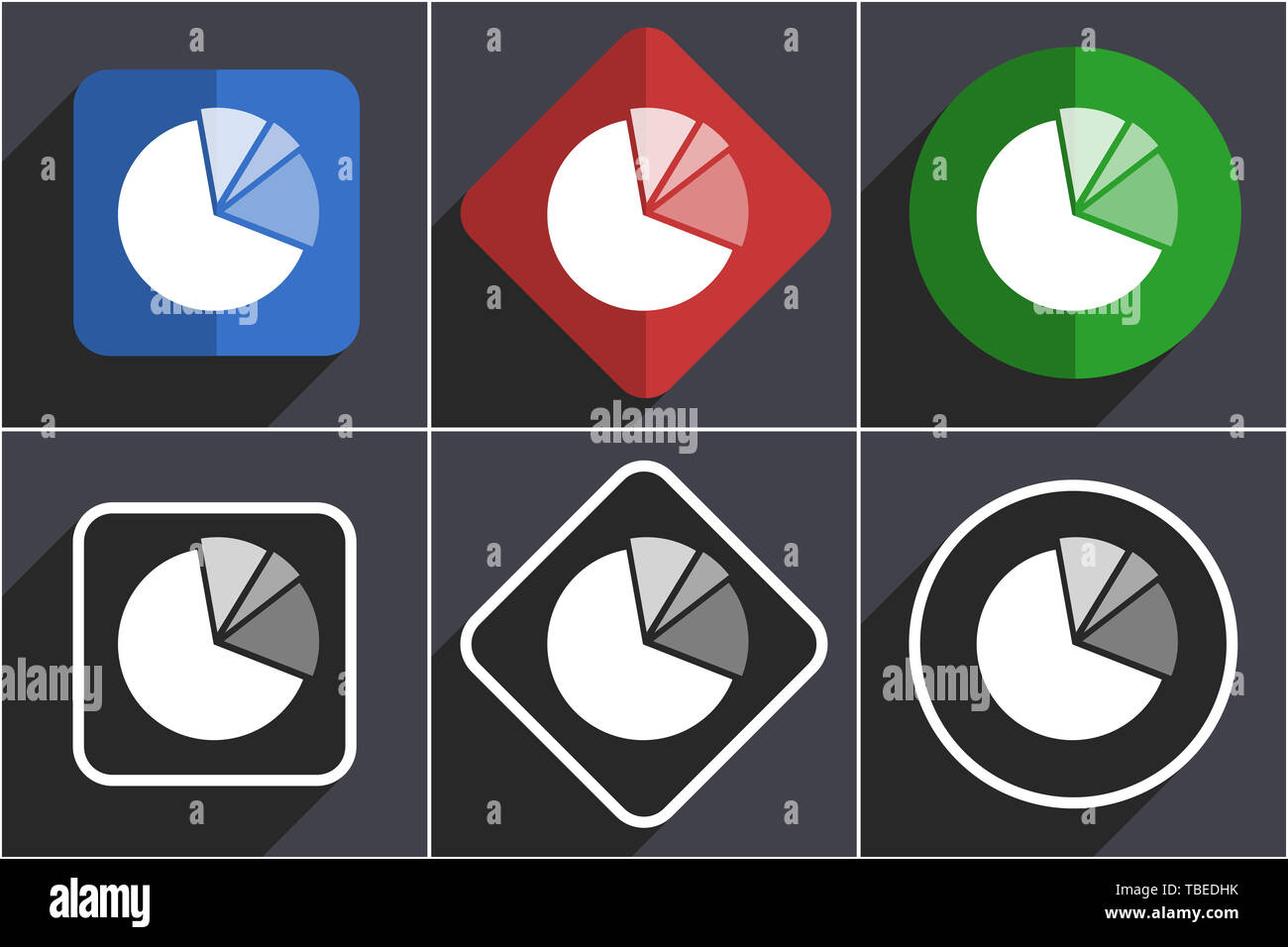 Diagram set of flat design web icons in 6 options Stock Photo - Alamy