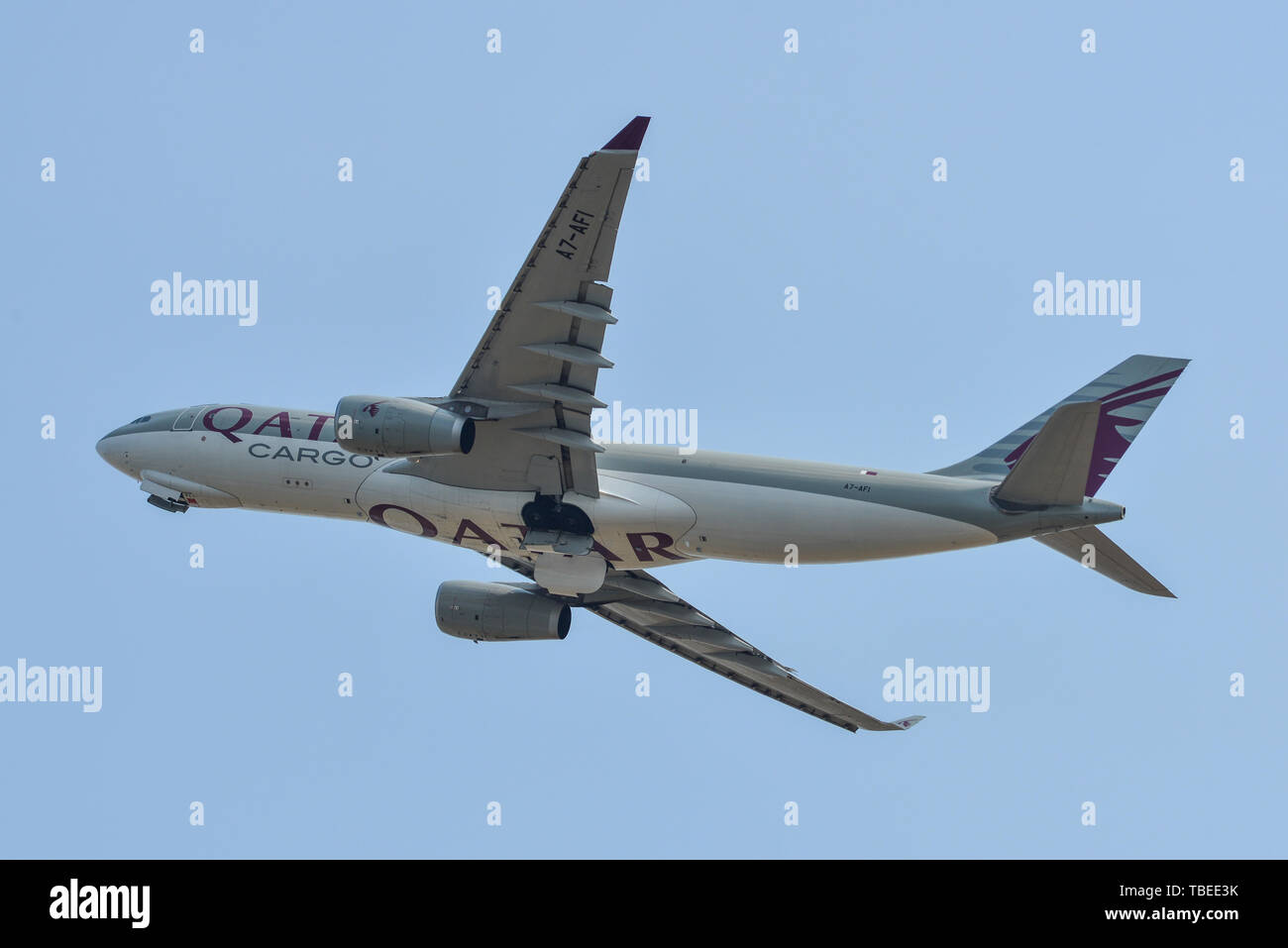 Saigon, Vietnam - Feb 25, 2019. A7-AFI Qatar Airways Cargo Airbus A330-200F taking-off from Tan Son Nhat Airport (SGN). Stock Photo