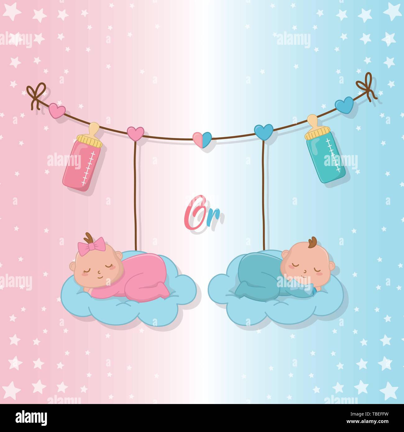 Baby shower of a girl and boy design, Invitation party card decoration love  celebrarion arribal and born theme Vector illustration Stock Vector Image &  Art - Alamy