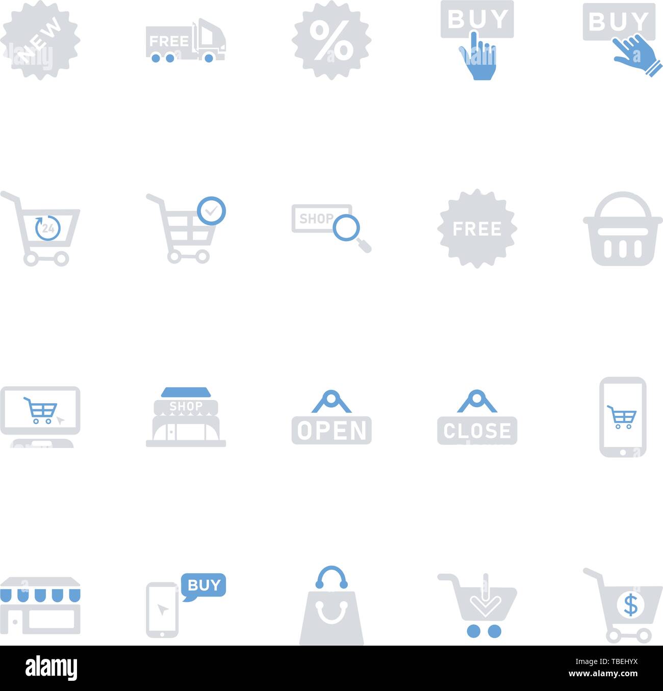 Shopping and E-commerce icon set - cart sign - Flat Stock Vector Image ...