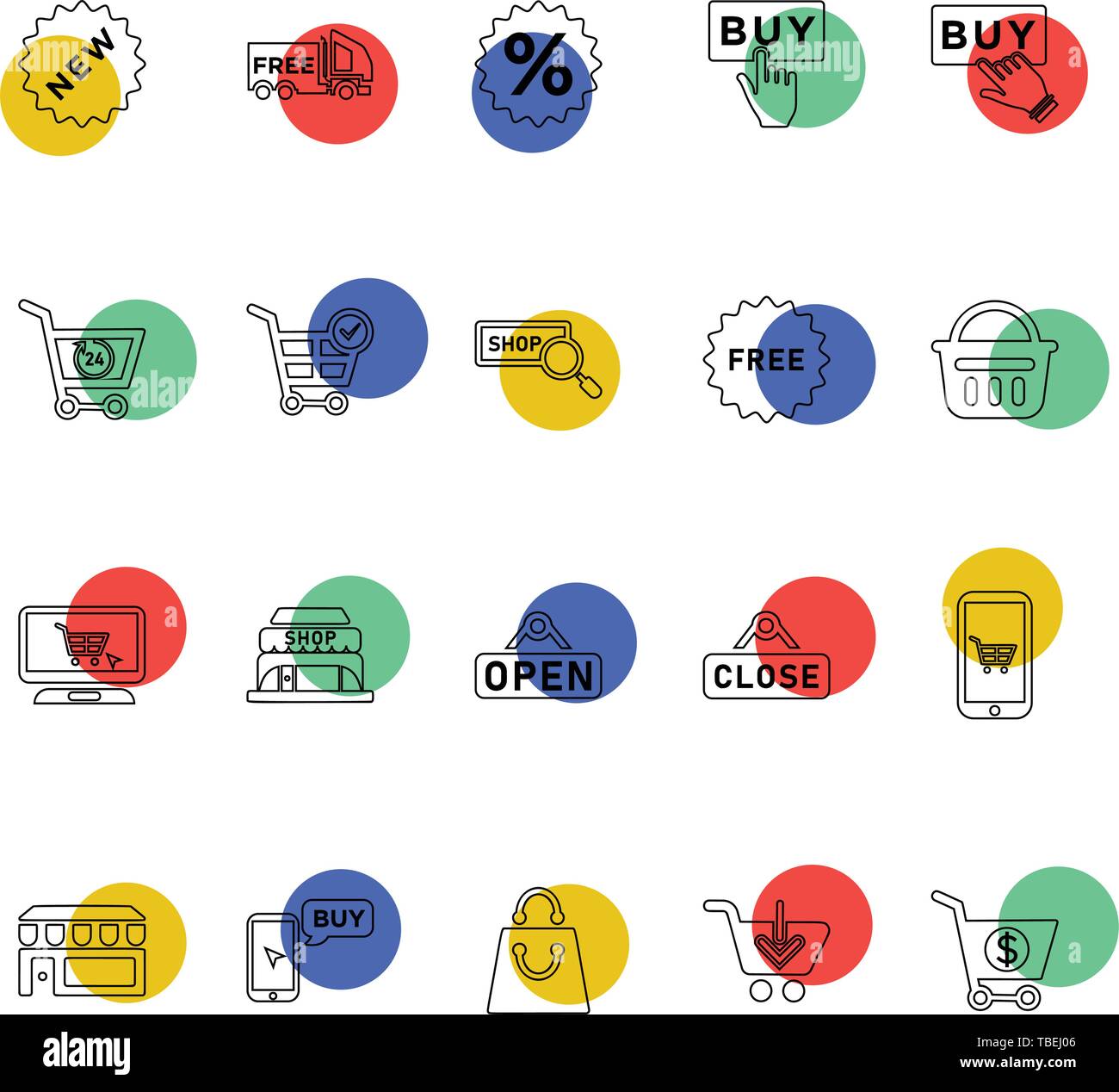 Shopping and E-commerce icon set - cart sign - vector Stock Vector ...