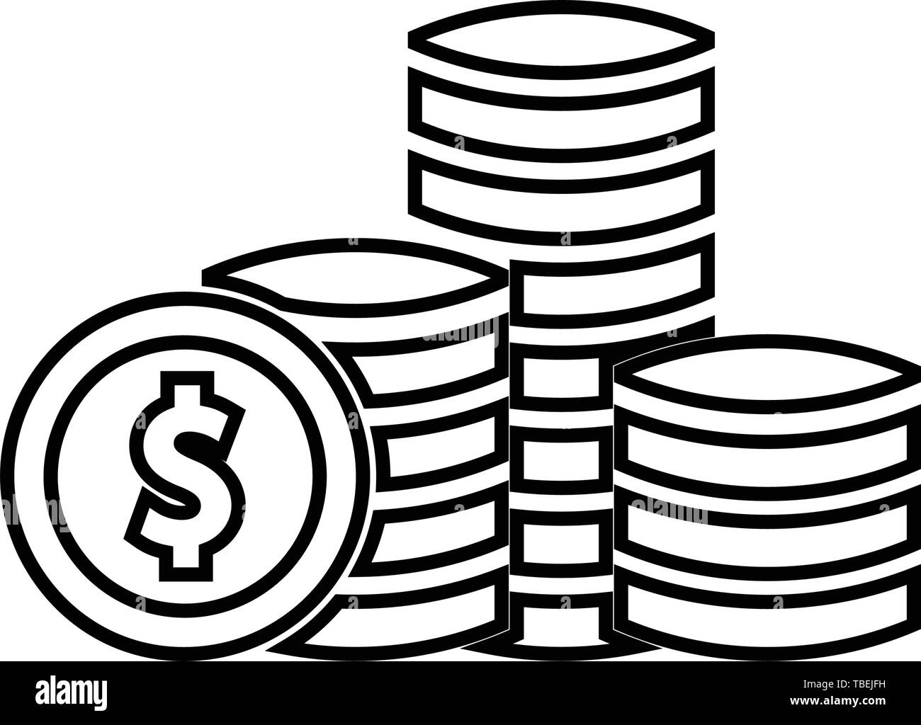 Coin money finance sign - Dollar coin currency stack icon Stock Vector